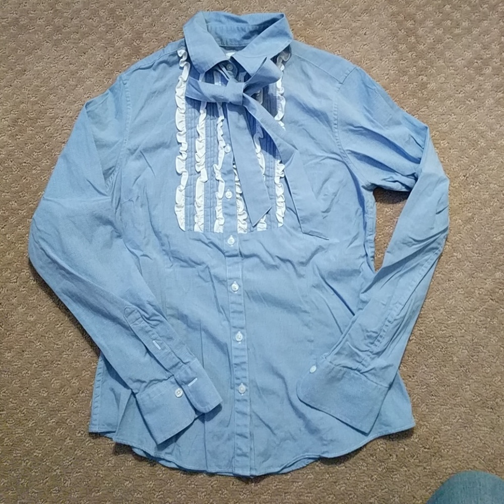 Brooks Brothers sz 6 stretch ruffle front shirt